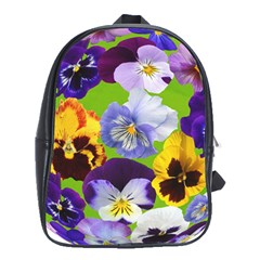 Spring Pansy Blossom Bloom Plant School Bags (xl)  by Nexatart