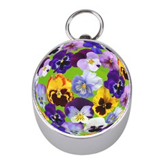 Spring Pansy Blossom Bloom Plant Mini Silver Compasses by Nexatart