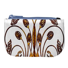 Scroll Gold Floral Design Large Coin Purse by Nexatart