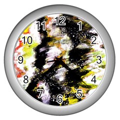 Canvas Acrylic Digital Design Wall Clocks (silver)  by Nexatart