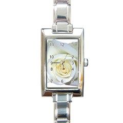 Flower White Rose Lying Rectangle Italian Charm Watch by Nexatart