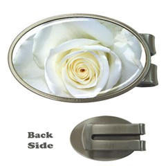 Flower White Rose Lying Money Clips (oval)  by Nexatart