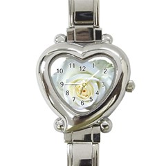 Flower White Rose Lying Heart Italian Charm Watch by Nexatart