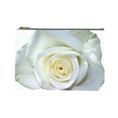 Flower White Rose Lying Cosmetic Bag (large)  by Nexatart