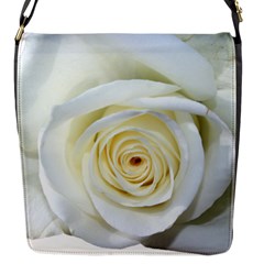 Flower White Rose Lying Flap Messenger Bag (s) by Nexatart