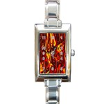 Effect Pattern Brush Red Orange Rectangle Italian Charm Watch Front