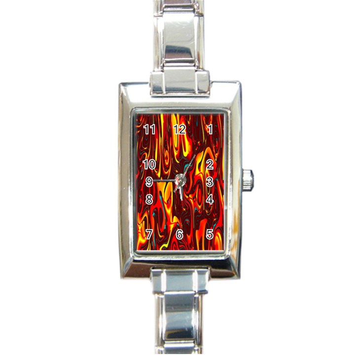 Effect Pattern Brush Red Orange Rectangle Italian Charm Watch