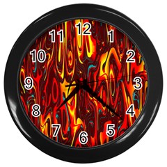 Effect Pattern Brush Red Orange Wall Clocks (black) by Nexatart