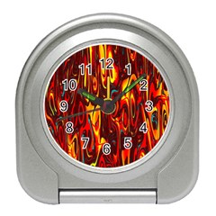 Effect Pattern Brush Red Orange Travel Alarm Clocks