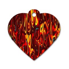 Effect Pattern Brush Red Orange Dog Tag Heart (one Side) by Nexatart