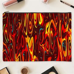 Effect Pattern Brush Red Orange Cosmetic Bag (xxxl)  by Nexatart