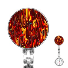 Effect Pattern Brush Red Orange Stainless Steel Nurses Watch by Nexatart