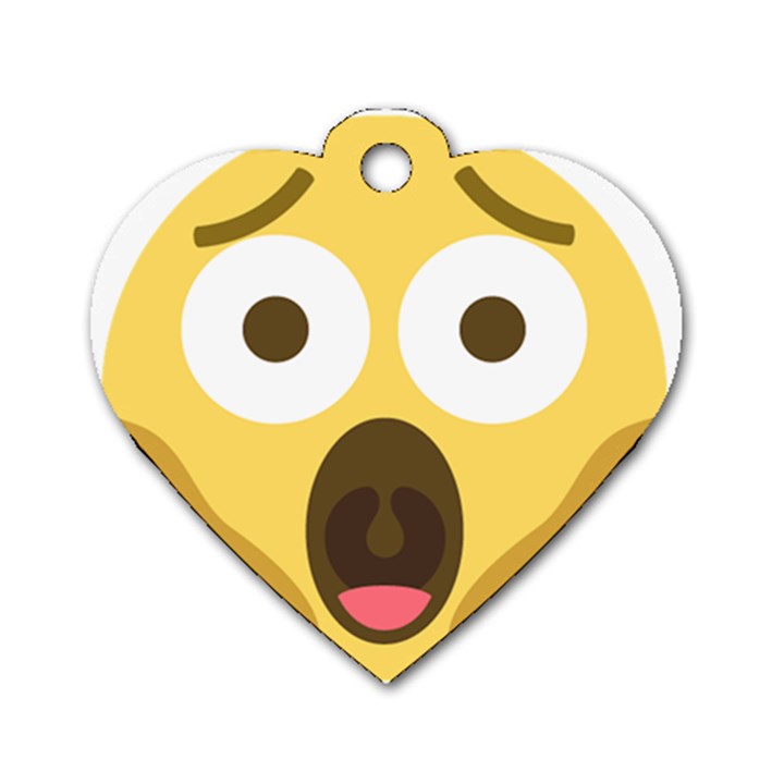 Scream Emoji Dog Tag Heart (Two Sides)