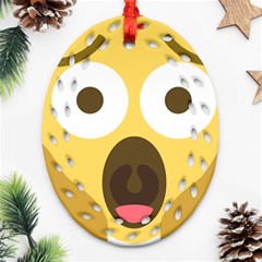 Scream Emoji Oval Filigree Ornament (two Sides)