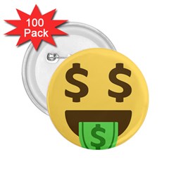 Money Face Emoji 2 25  Buttons (100 Pack)  by BestEmojis