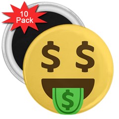 Money Face Emoji 3  Magnets (10 Pack)  by BestEmojis