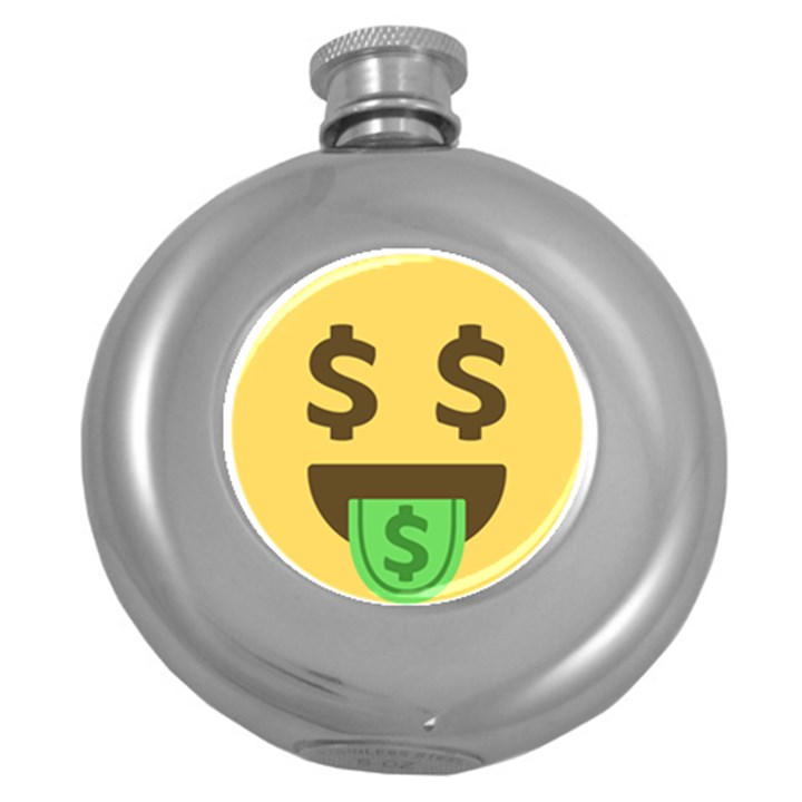 Money Face Emoji Round Hip Flask (5 oz)