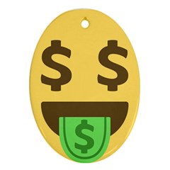 Money Face Emoji Oval Ornament (two Sides)