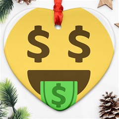 Money Face Emoji Heart Ornament (two Sides) by BestEmojis