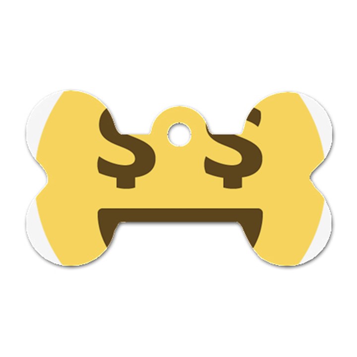 Money Face Emoji Dog Tag Bone (Two Sides)