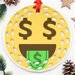 Money Face Emoji Round Filigree Ornament (two Sides) by BestEmojis