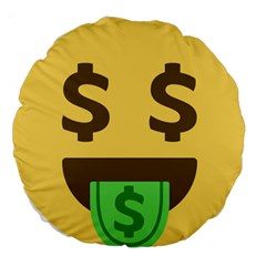 Money Face Emoji Large 18  Premium Round Cushions