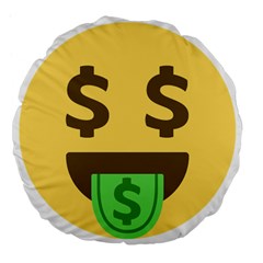 Money Face Emoji Large 18  Premium Flano Round Cushions by BestEmojis