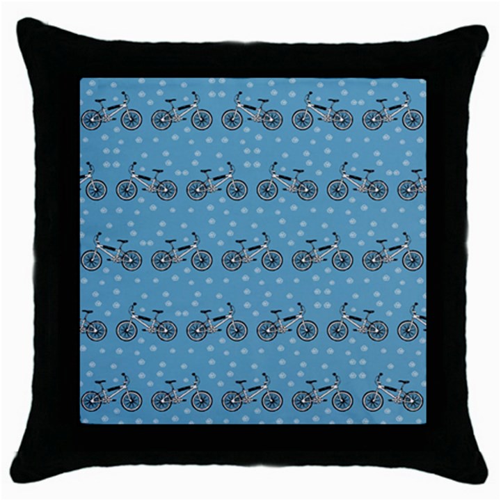 Bicycles Pattern Throw Pillow Case (Black)