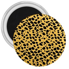 Skin Animals Cheetah Dalmation Black Yellow 3  Magnets by Mariart