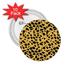 Skin Animals Cheetah Dalmation Black Yellow 2 25  Buttons (10 Pack) 