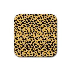 Skin Animals Cheetah Dalmation Black Yellow Rubber Coaster (square)  by Mariart