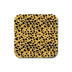 Skin Animals Cheetah Dalmation Black Yellow Rubber Square Coaster (4 Pack)  by Mariart