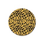 Skin Animals Cheetah Dalmation Black Yellow Rubber Coaster (Round)  Front