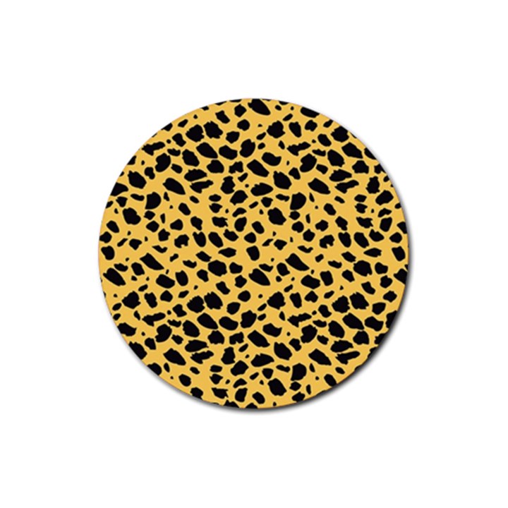 Skin Animals Cheetah Dalmation Black Yellow Rubber Coaster (Round) 