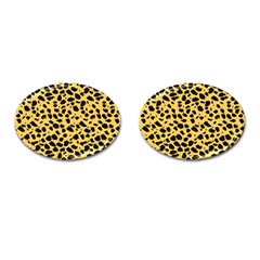 Skin Animals Cheetah Dalmation Black Yellow Cufflinks (oval) by Mariart