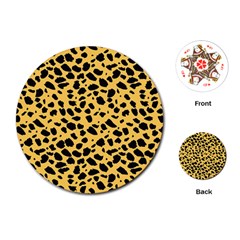 Skin Animals Cheetah Dalmation Black Yellow Playing Cards (round)  by Mariart