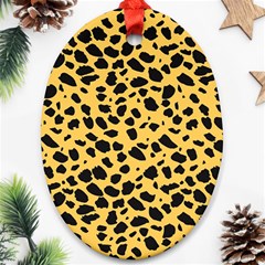 Skin Animals Cheetah Dalmation Black Yellow Oval Ornament (two Sides) by Mariart