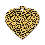 Skin Animals Cheetah Dalmation Black Yellow Dog Tag Heart (One Side) Front