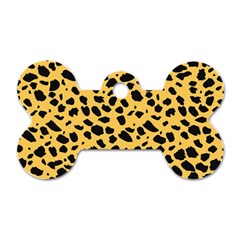 Skin Animals Cheetah Dalmation Black Yellow Dog Tag Bone (two Sides) by Mariart