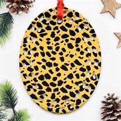 Skin Animals Cheetah Dalmation Black Yellow Ornament (oval Filigree) by Mariart