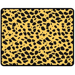 Skin Animals Cheetah Dalmation Black Yellow Double Sided Fleece Blanket (medium)  by Mariart