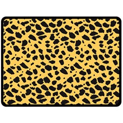 Skin Animals Cheetah Dalmation Black Yellow Double Sided Fleece Blanket (large)  by Mariart