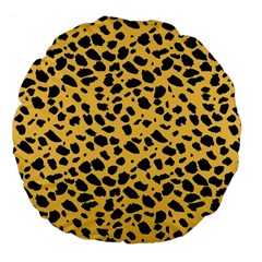 Skin Animals Cheetah Dalmation Black Yellow Large 18  Premium Flano Round Cushions by Mariart