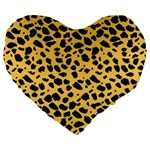 Skin Animals Cheetah Dalmation Black Yellow Large 19  Premium Flano Heart Shape Cushions Front