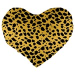 Skin Animals Cheetah Dalmation Black Yellow Large 19  Premium Flano Heart Shape Cushions Back