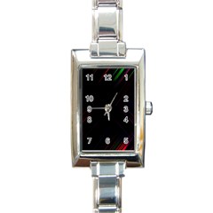 Streaks Line Light Neon Space Rainbow Color Black Rectangle Italian Charm Watch