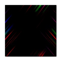 Streaks Line Light Neon Space Rainbow Color Black Tile Coasters by Mariart