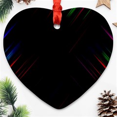 Streaks Line Light Neon Space Rainbow Color Black Ornament (heart) by Mariart