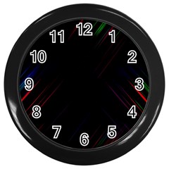 Streaks Line Light Neon Space Rainbow Color Black Wall Clocks (black)