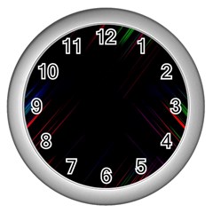 Streaks Line Light Neon Space Rainbow Color Black Wall Clocks (silver) 